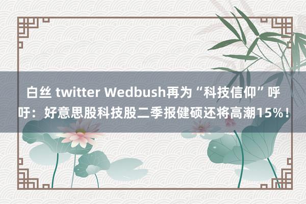 白丝 twitter Wedbush再为“科技信仰”呼吁：好意思股科技股二季报健硕还将高潮15%！