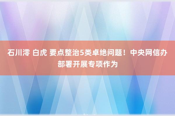 石川澪 白虎 要点整治5类卓绝问题！中央网信办部署开展专项作为